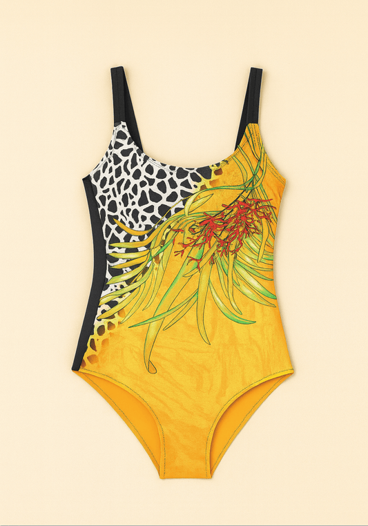 بدلة سباحة OCC باللون الأصفر والأسود