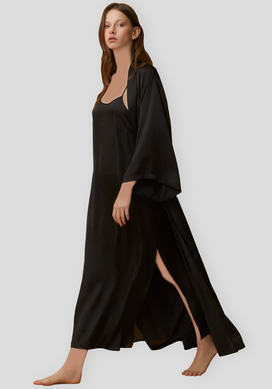 LNGR Satin Long Robe Set
