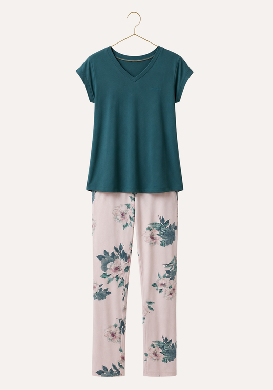 Pajamas: Short Sleeve Top And Pants (Viscose Lycra)