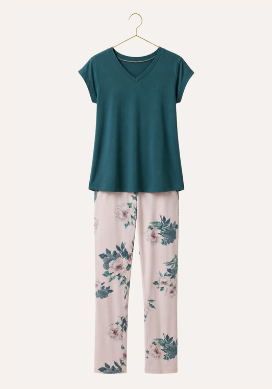 Pajamas: Short Sleeve Top And Pants (Viscose Lycra)