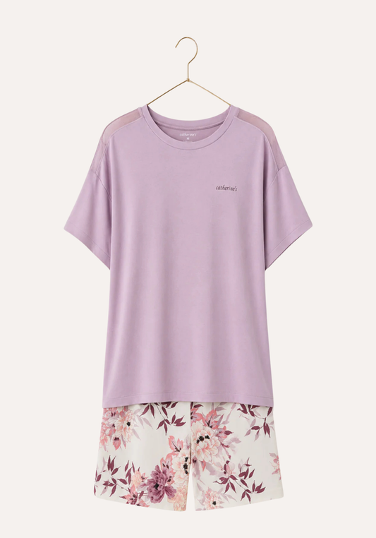 Short Set: Short Sleeve Top (Viscose Lycra) And Shorts (100% Viscose)