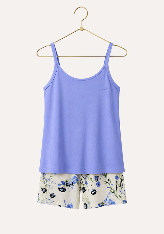 Short Set: Shoulder Strap Top And Shorts (Viscose Lycra)