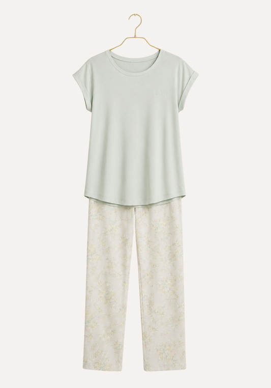 Pajamas: Short Sleeve Top And Pants (Viscose Lycra)