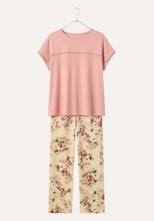 Pajamas: Short Sleeve Top And Pants (Viscose Lycra)