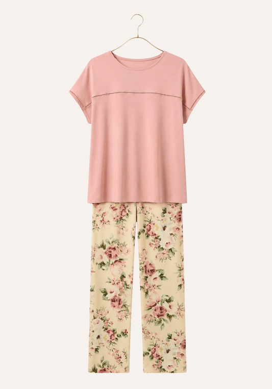 Pajamas: Short Sleeve Top And Pants (Viscose Lycra)