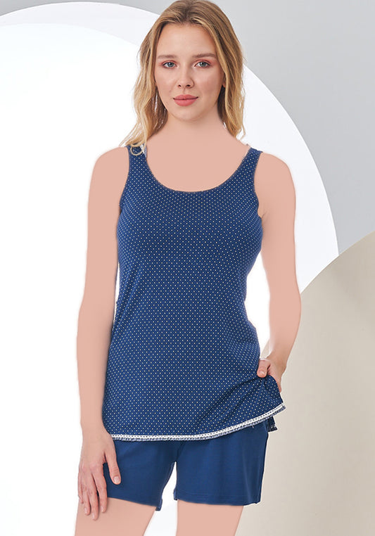 طقم شورت بدون أكمام من S&L بنقاط زرقاء