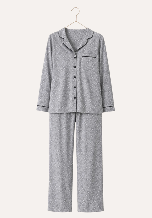 Collar Button Long Sleeve Star-Print Pajamas (Pvis Els)