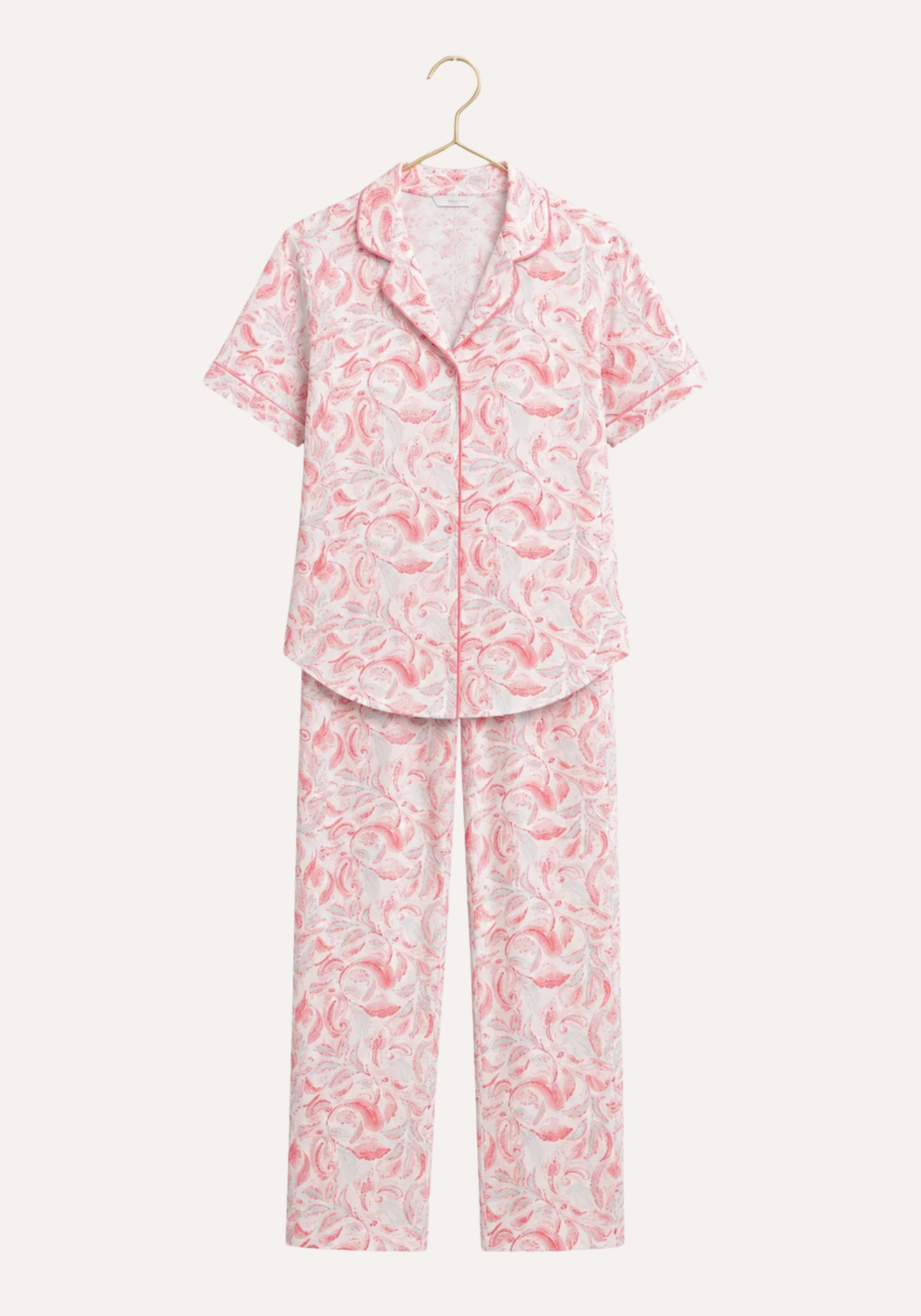 Viscose Lycra Collar Button Short Sleeve Floral Top And Pant Set
