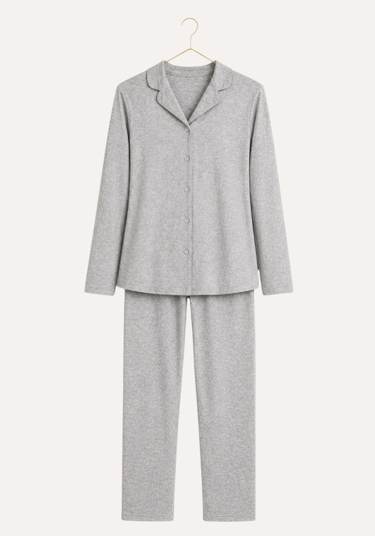 Collar Button Long Sleeve Pajamas (Vis Pes Els)