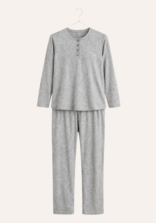 Round Neck Long Sleeve Top Pajamas (Vis Pes Els)