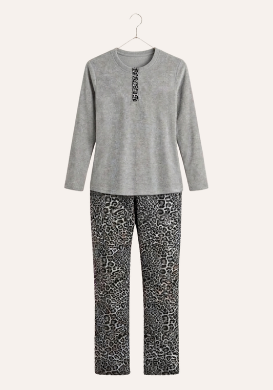 Round Neck Long Sleeve Top Pajamas (Vis Els)
