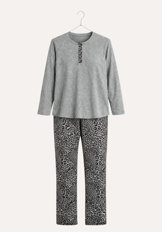 Round Neck Long Sleeve Top Pajamas (Vis Els)