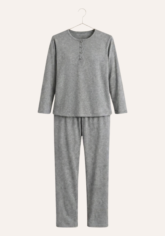 Round Neck Long Sleeve Top Pajamas (Vis Els)