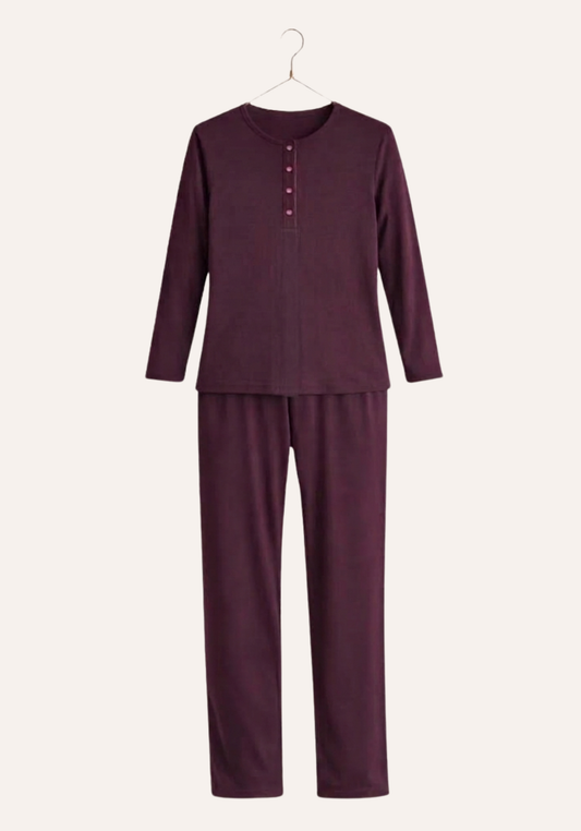 Round Neck Long Sleeve Top Pajamas (Vis Els)