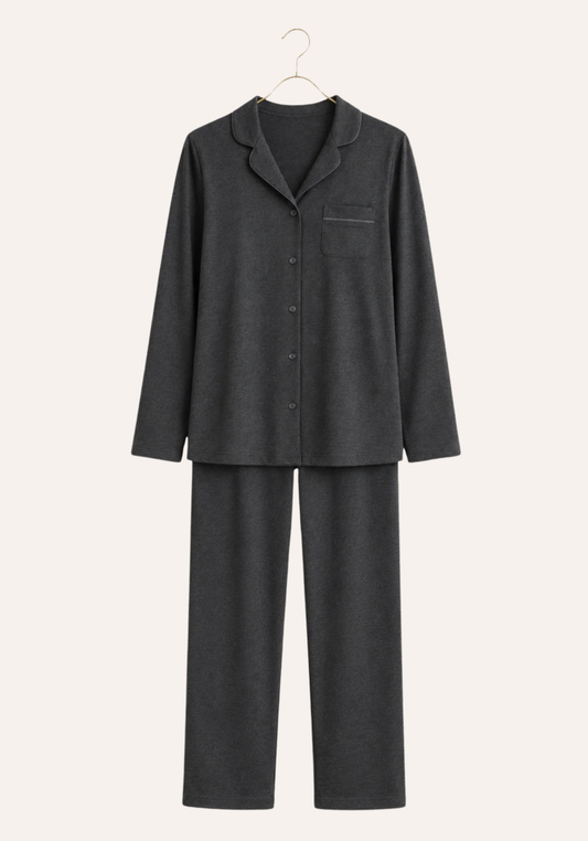 Collar Button Long Sleeve Pajamas (Vis Pes Els)