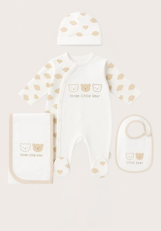 Baby Set Of 4: Romper, Cap, Banner, Blanket