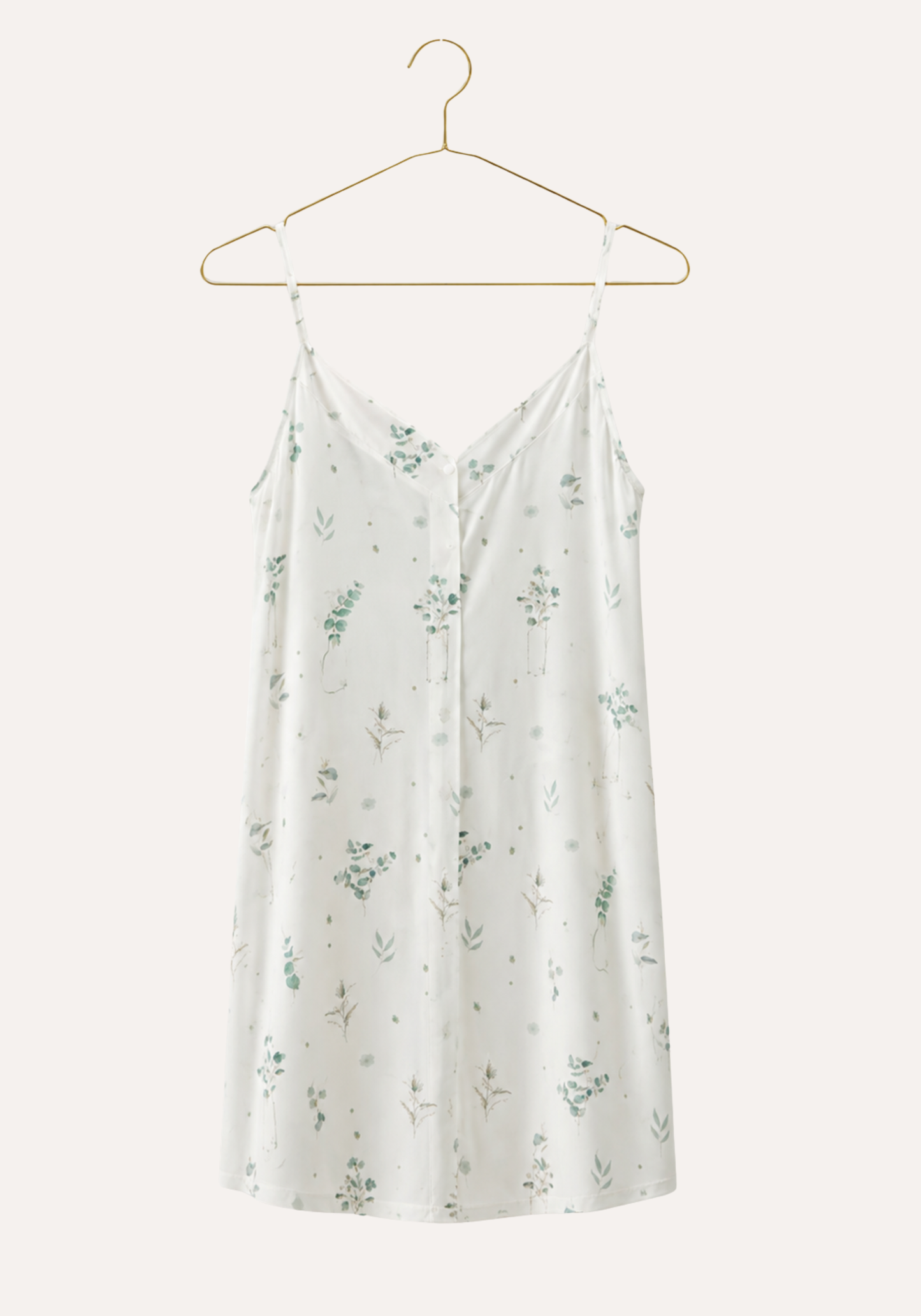 Cotton Button Shoulder Strap Nightgown