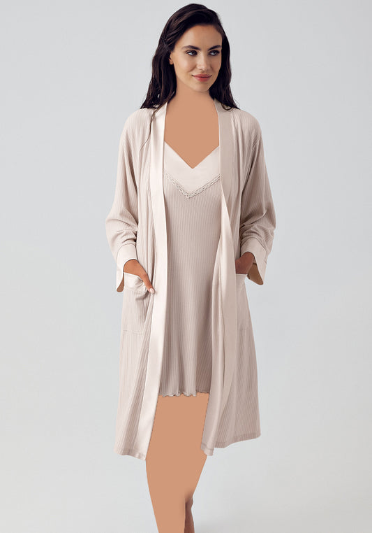 S&L Viscose 2 Piece Robe Nightgown Set