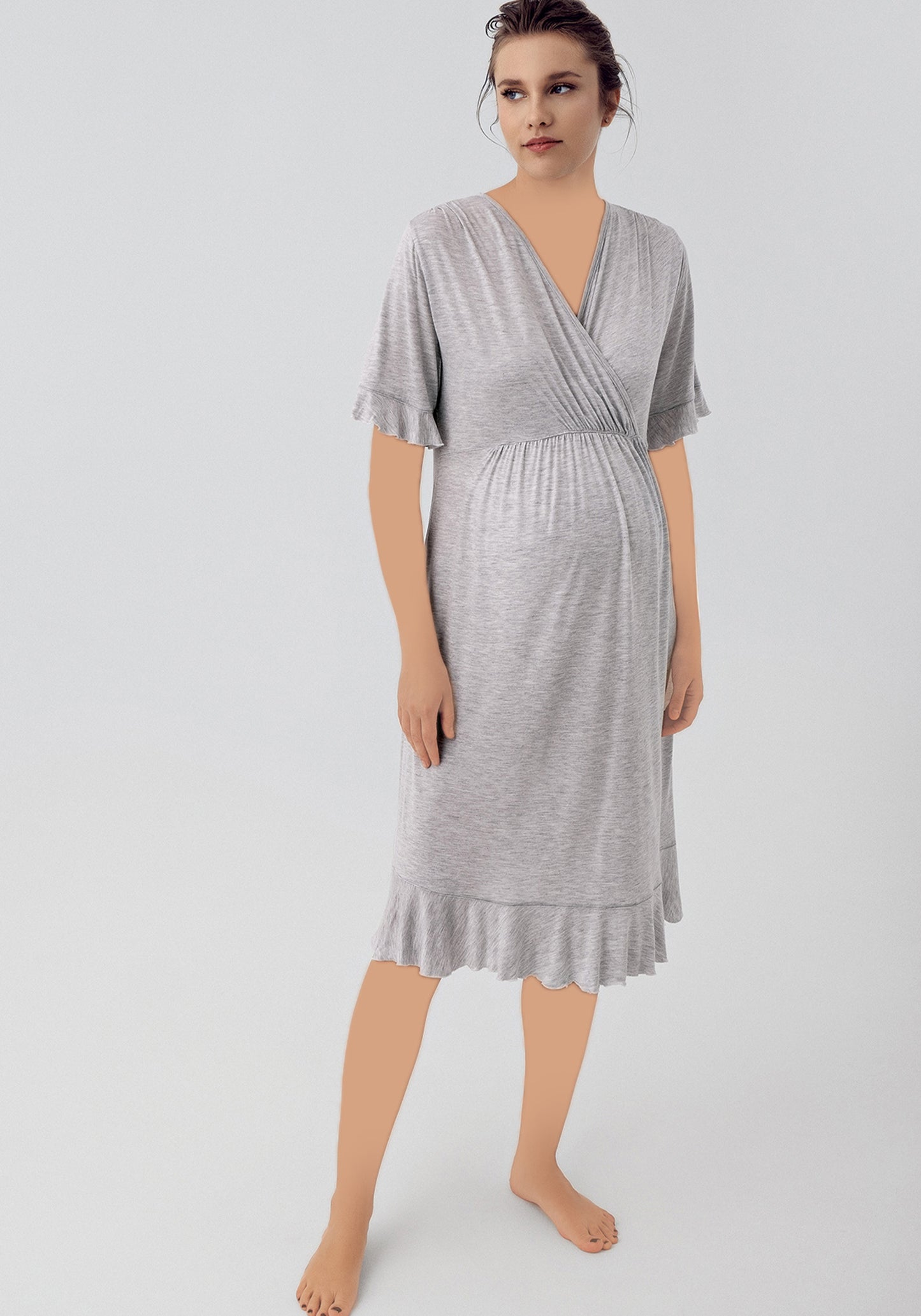 قميص نوم قصير الأكمام للأمهات