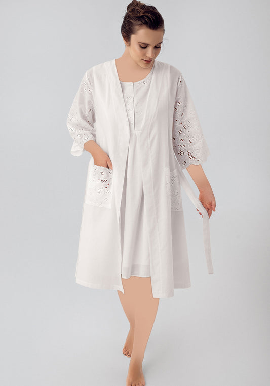 Maternal Cotton Woven 2 Piece Robe Night Gown Set