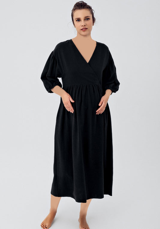 فستان كتان للأمومة