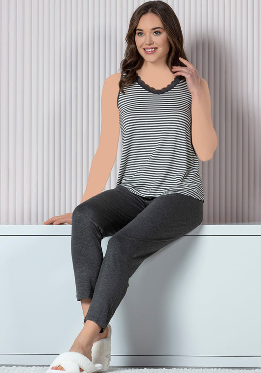 Striped PLUS Sleeveless Pajama