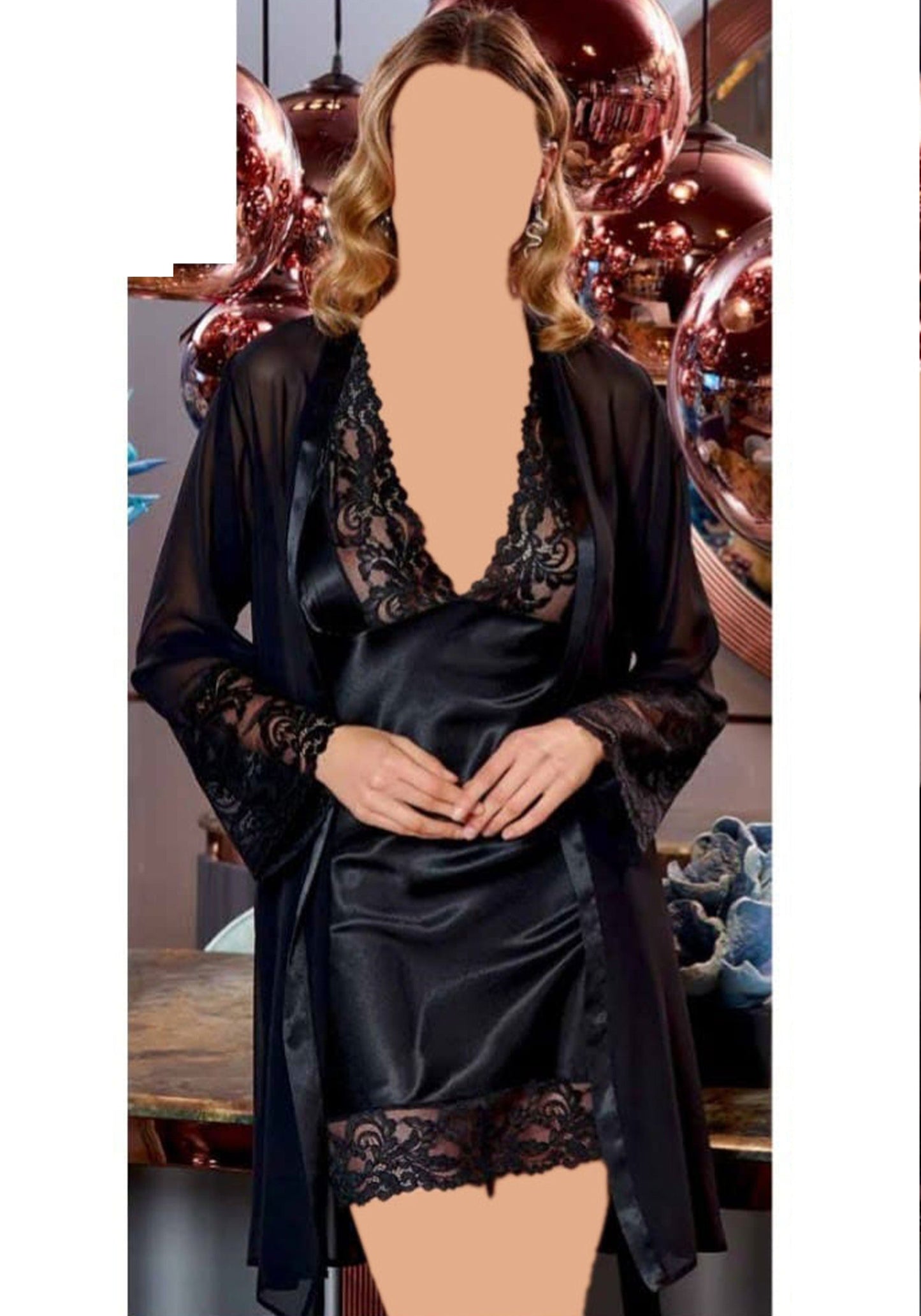 LNGR Bridal 6 Piece Satin Set