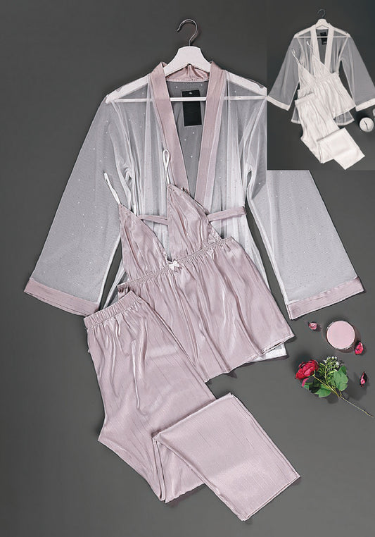 LNGR 3 Piece Satin Pajama