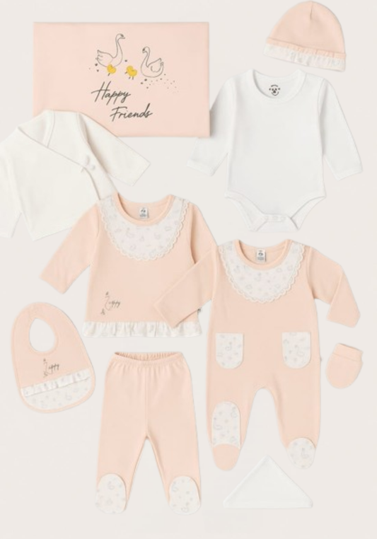 Baby Set Of 10: Romer, Top Pant, Undershirt, Banner, Cap, Blanket, Gloves, Robe, Towel
