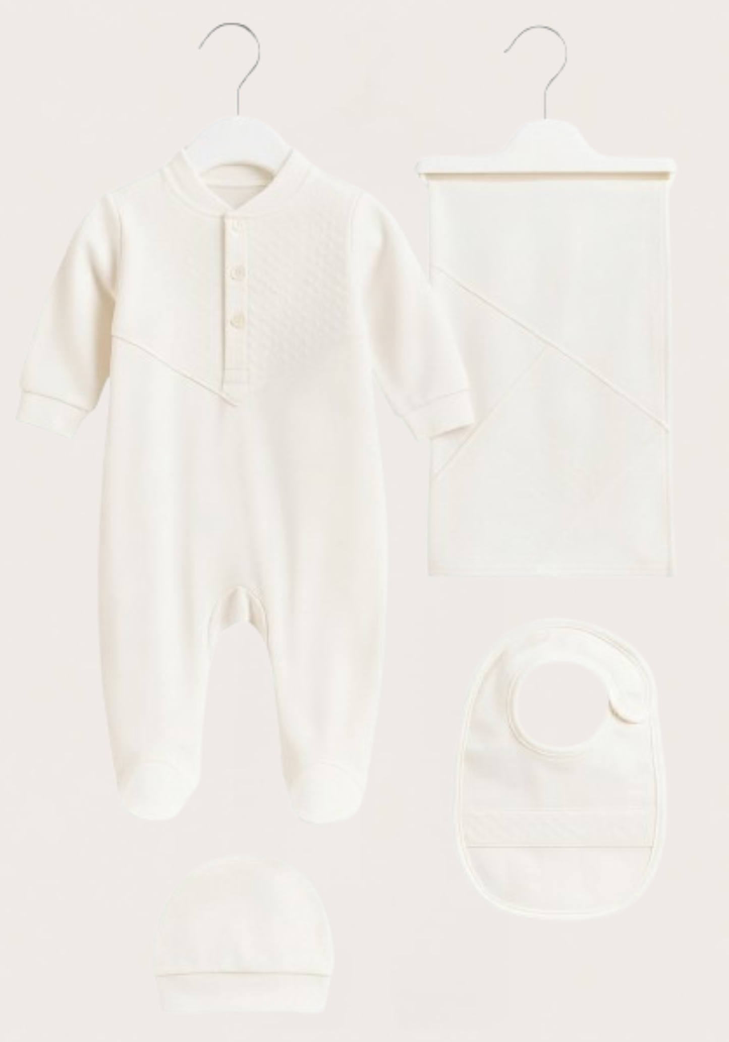Baby Set Of 4: Romper, Cap, Banner, Blanket