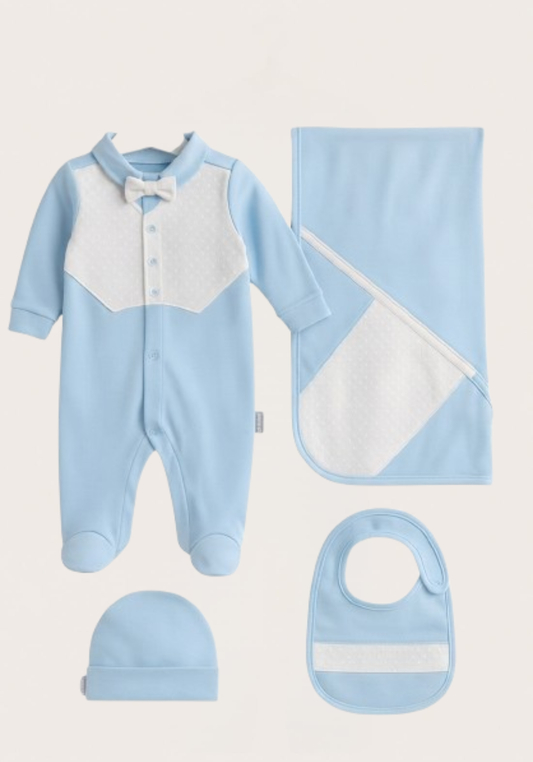 Baby Set Of 4: Romper, Cap, Banner, Blanket