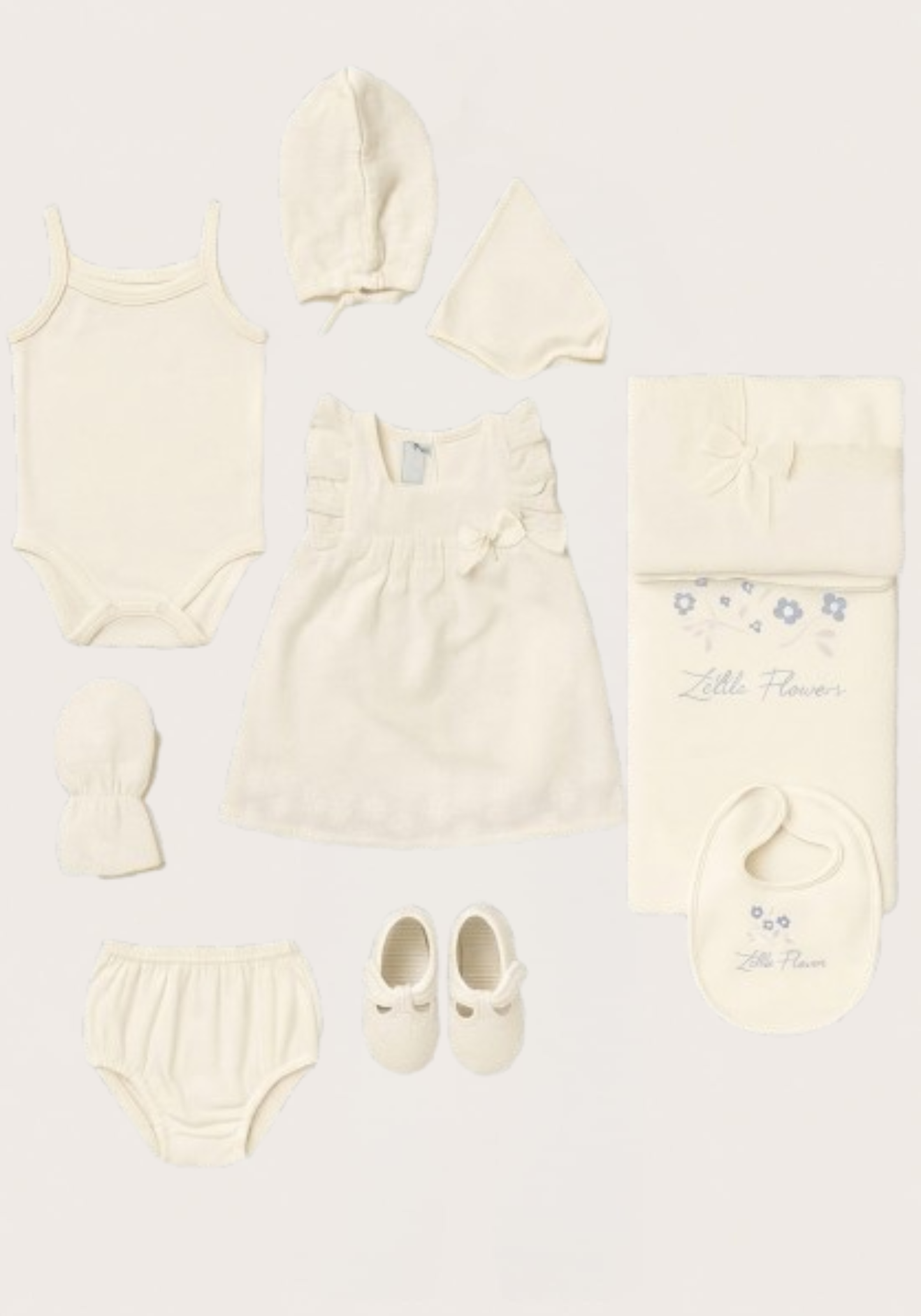 Baby Set Of 10: Romer, Top Pant, Undershirt, Banner, Cap, Blanket, Gloves, Robe, Towel