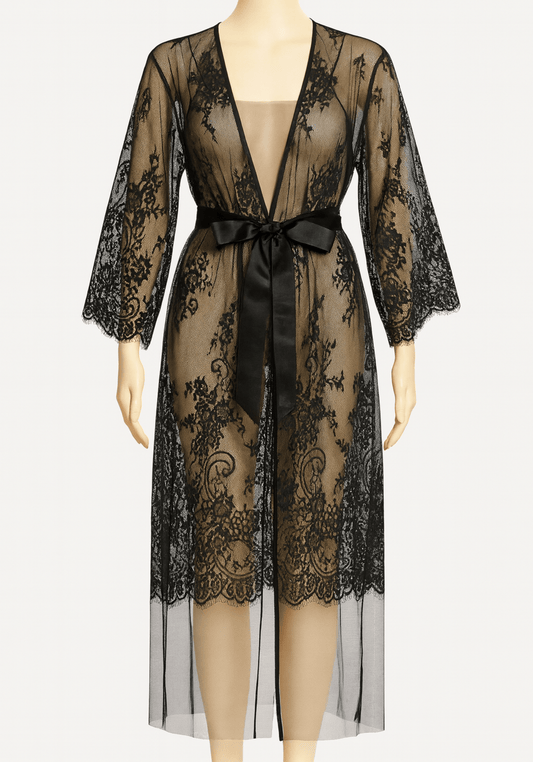 2 Piece Long Satin Robe Set