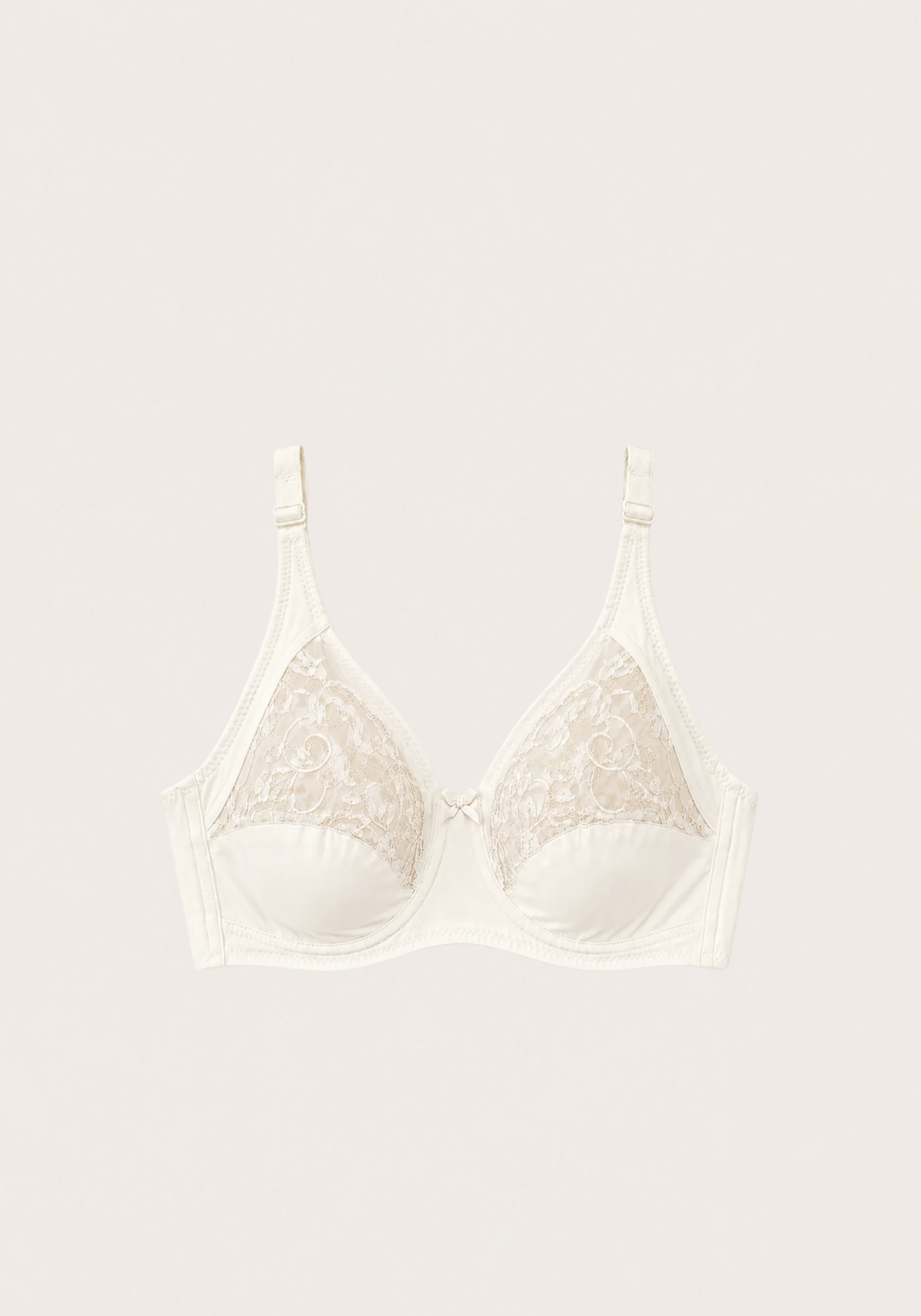 Basic Bra: Daily Wide Strap Unpadded Half Laced Cup Bra
