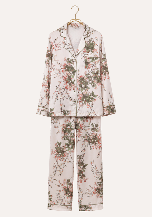 Satin Collar Button Long Sleeve Pajamas