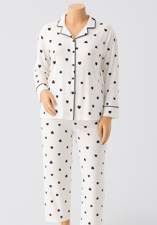 Maternal Thermal Lycra Collar Button Long Sleeve Pajama