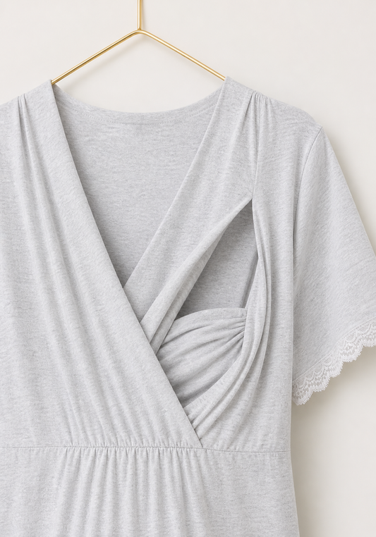 Maternal Pajamas: Plain Short Sleeve Top And Pants (100% Premium Cotton)