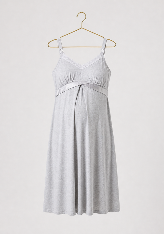 Maternal Nighty: Plain Shoulder Strap Short Nighty (100% Premium Cotton)