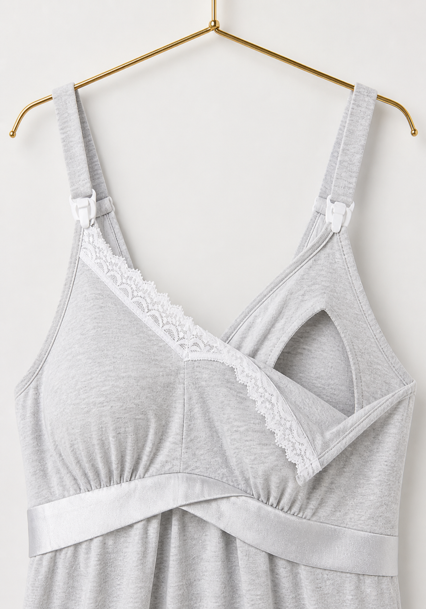 Maternal Nighty: Plain Shoulder Strap Short Nighty (100% Premium Cotton)