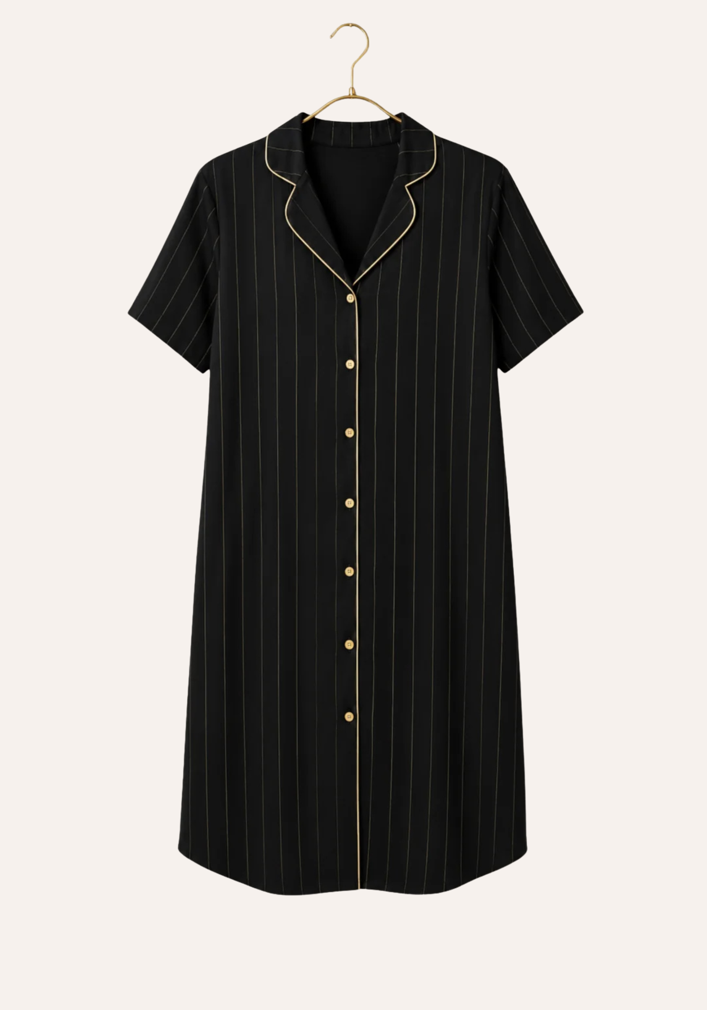 Viscose Lycra Striped Short Sleeve Collar Button Dress