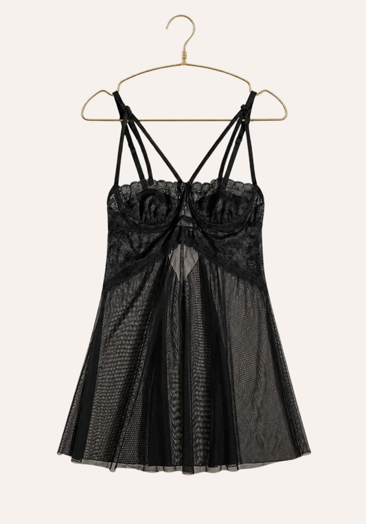 Babydoll: Shoulder Strap Underwire Balconette Lace Bra Toul Babydoll