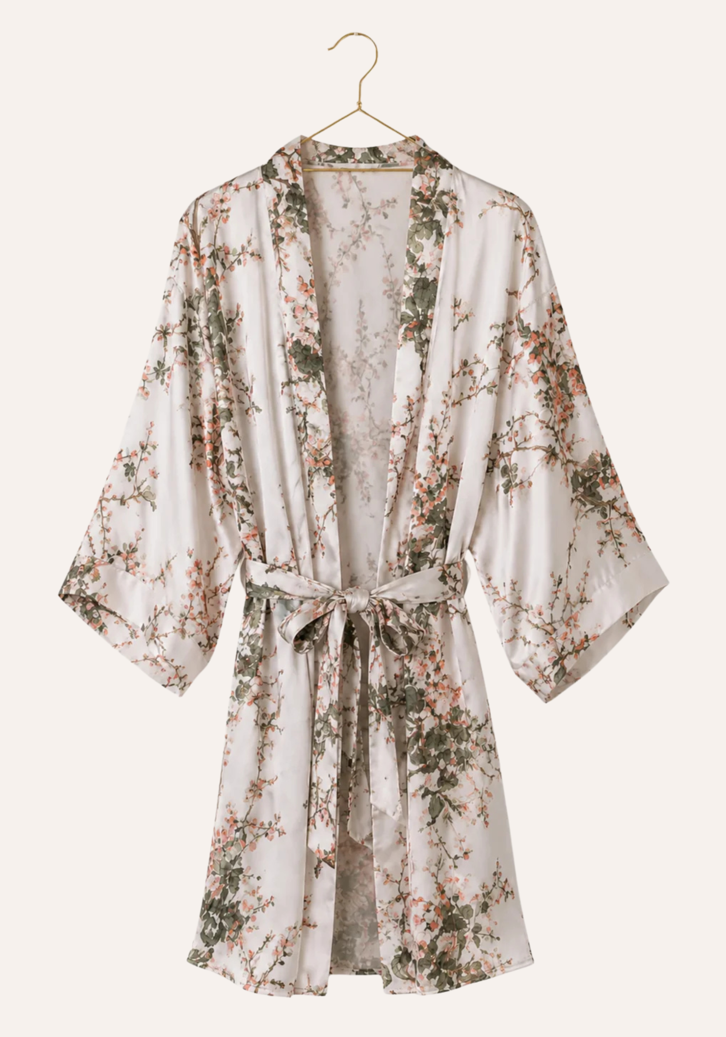 Short Robe Set: Viscose Lycra Shoulder Strap Plain Nighty With Lace Detail And Satin Printed Robe