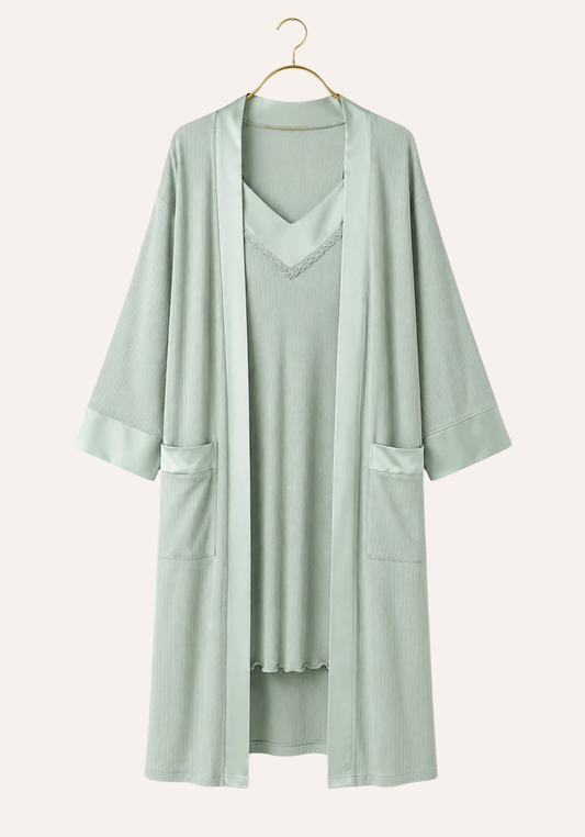 Viscose 2 Piece Robe Nightgown Set