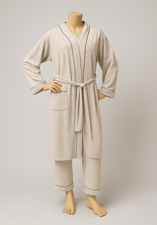 Maternal 3 Pieces Set : Pajamas With Robe