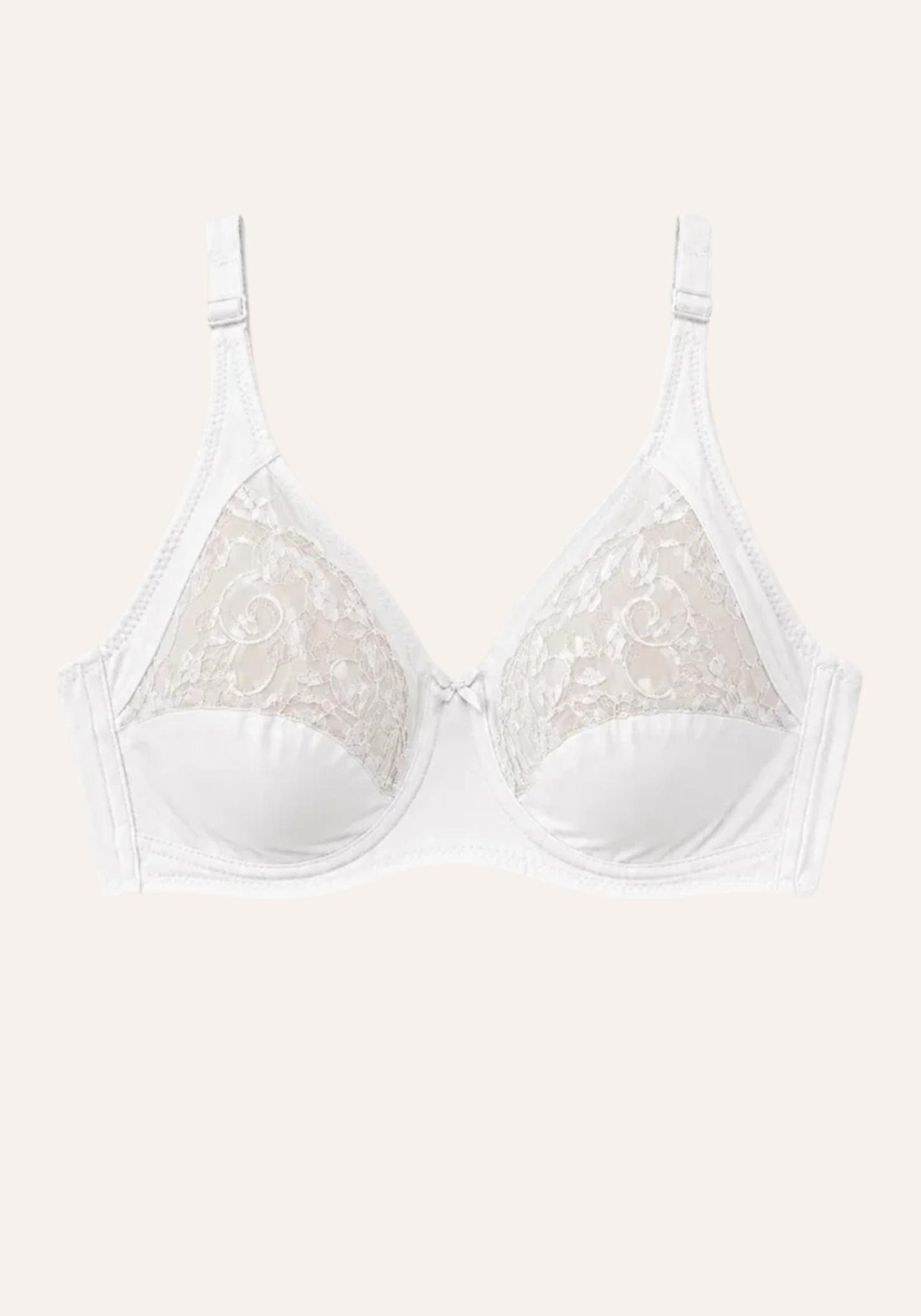 Basic Bra: Daily Wide Strap Unpadded Half Laced Cup Bra