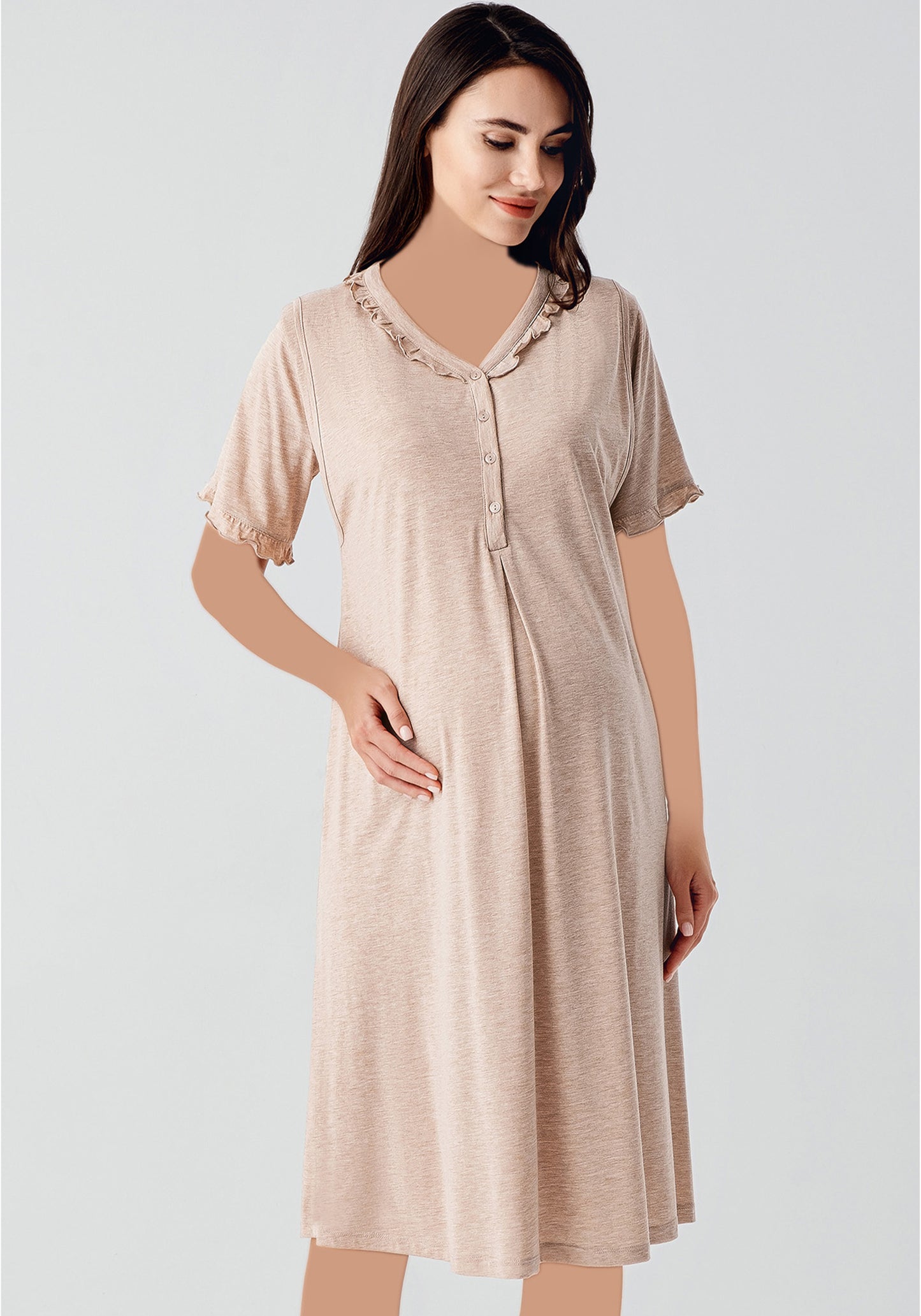 قميص نوم قصير الأكمام للأمهات