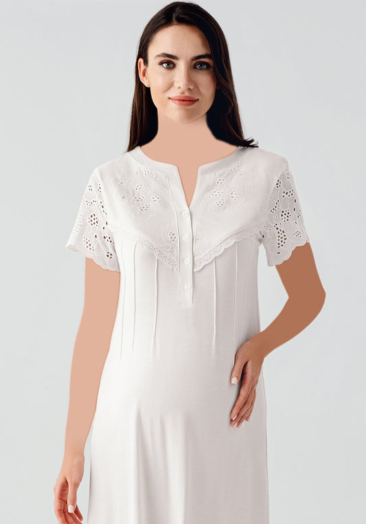 قميص نوم قطني بأكمام قصيرة للأمهات