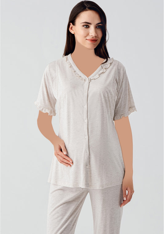 بيجامة أمومة بأكمام قصيرة