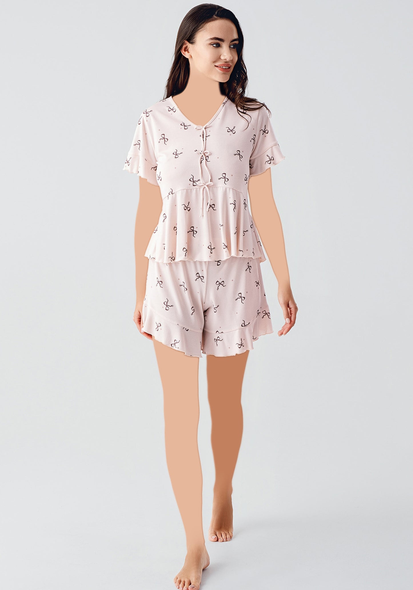 طقم بلوزة وشورت بأكمام قصيرة من S&L