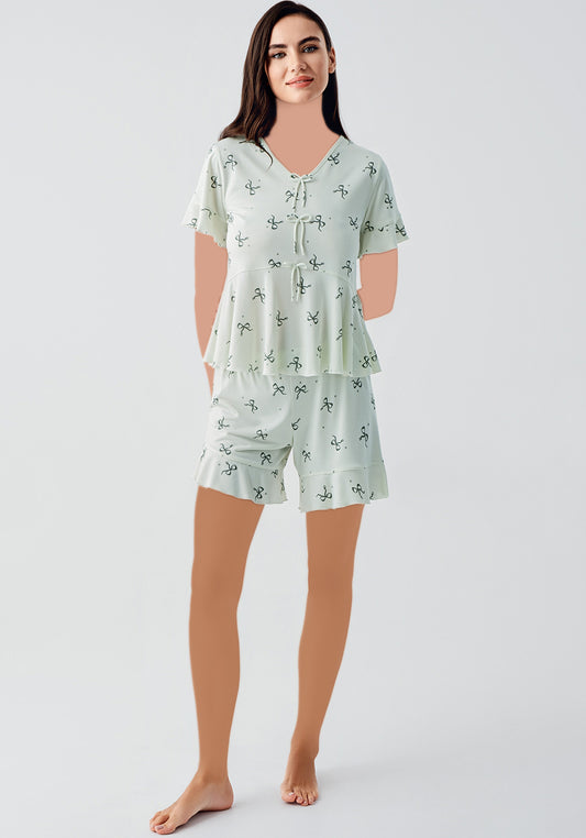 طقم بلوزة وشورت بأكمام قصيرة من S&L